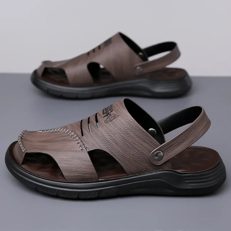 صنادل جلدية للرجال صيف جديد ستار رئيس نقار الخشب ا...