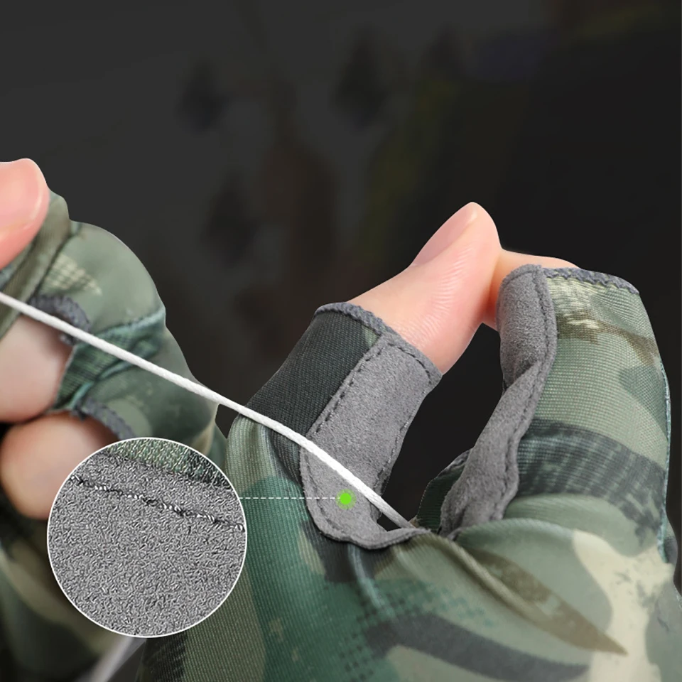 Fishing Gloves Sunscreen Exposed Finger High Elastic Ice Silk Anti-skid Half Finger Men Women 1Pair