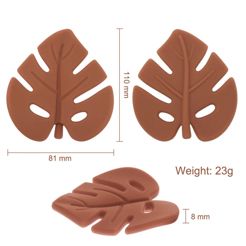 TYRY.HU 1PC Silicone Teether Baby Cartoon Leaf Shape Food Grade Silicone Teething Rattle for Newborn Care Chewing Molar Toy 5