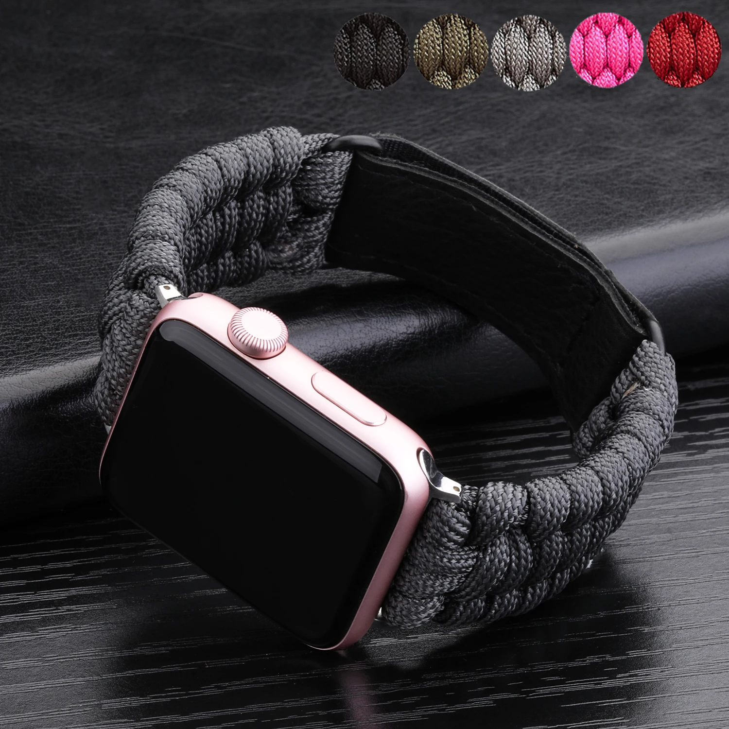 

Outdoors Survival Rope Strap for Apple Watch 44mm 49mm 40mm 45mm 41mm 42/38mm Bracelet for Iwatch8 5 6 SE 4 7 Leather Clasp Band
