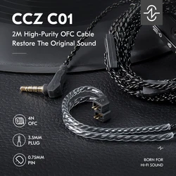 High - Purity 4 - Strand Braided Audio Cable (Black 3.5TFZ  mic)