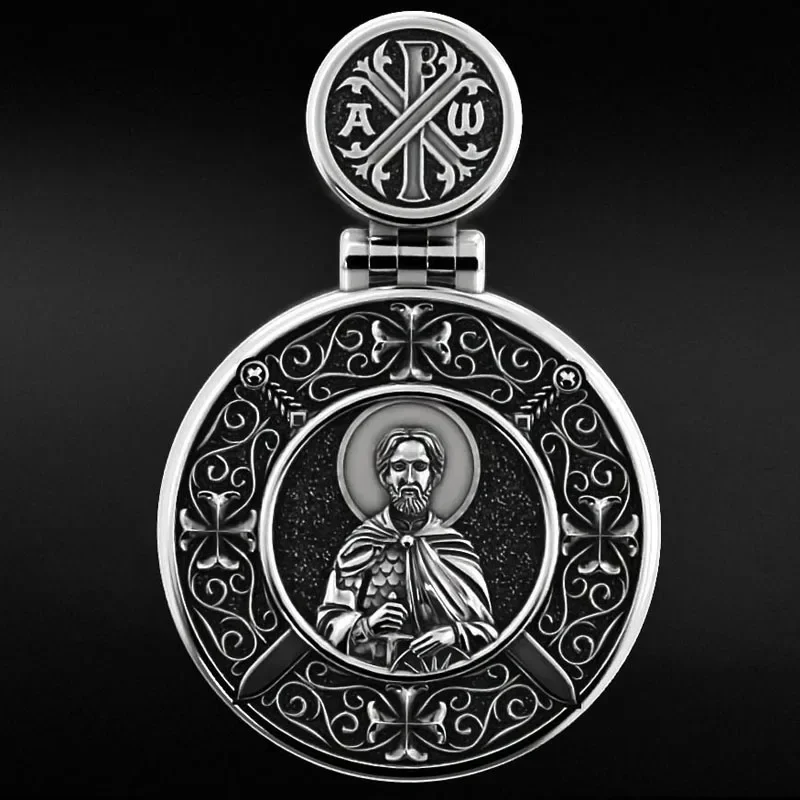 30g 3D With Saint Alexander And Guardian Angel Pendant  Customized 925 Solid Sterling Silver Pendant Street Fashion