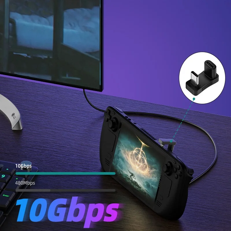 180도 U자형 100W USB 3.2 타입 C 남성-여성 어댑터 OTG 10Gbps 고속 데이터 4K 태블릿 USB-C 충전 컨버터 커넥터
