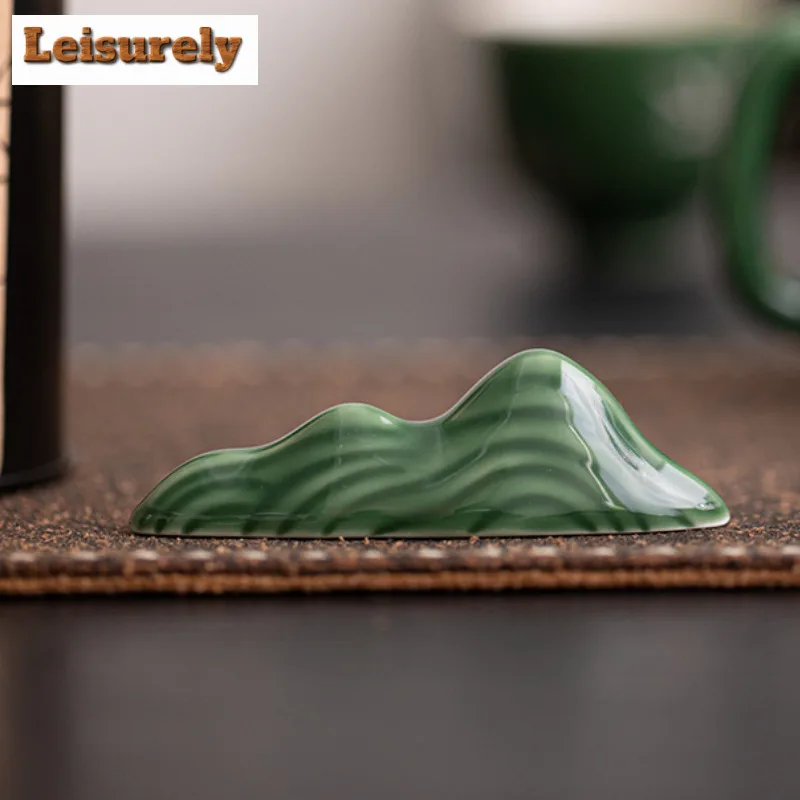 Cyan Azure Glaze Stone Rockery Pen Holder Teapot Cover Holder Traditional Cover Frame Lid Bracket Zisha Pot Lid Shelf Tableware