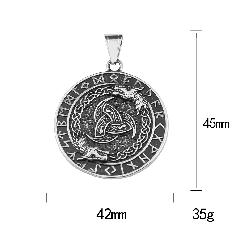 Vintage Nordic Rune Necklace For Men Stainless Steel Dragon Head Pendant Celtic Knot Viking Amulet Jewelry Gifts Dropshipping