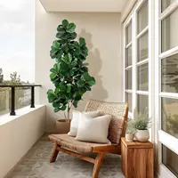 4FT/5FT/6FT/7FT Fiddle Leaf Fig Tree Artificial with Leaves, Realistic Faux Ficus Lyrata Trees in White Planter Pot, Home Decor 3