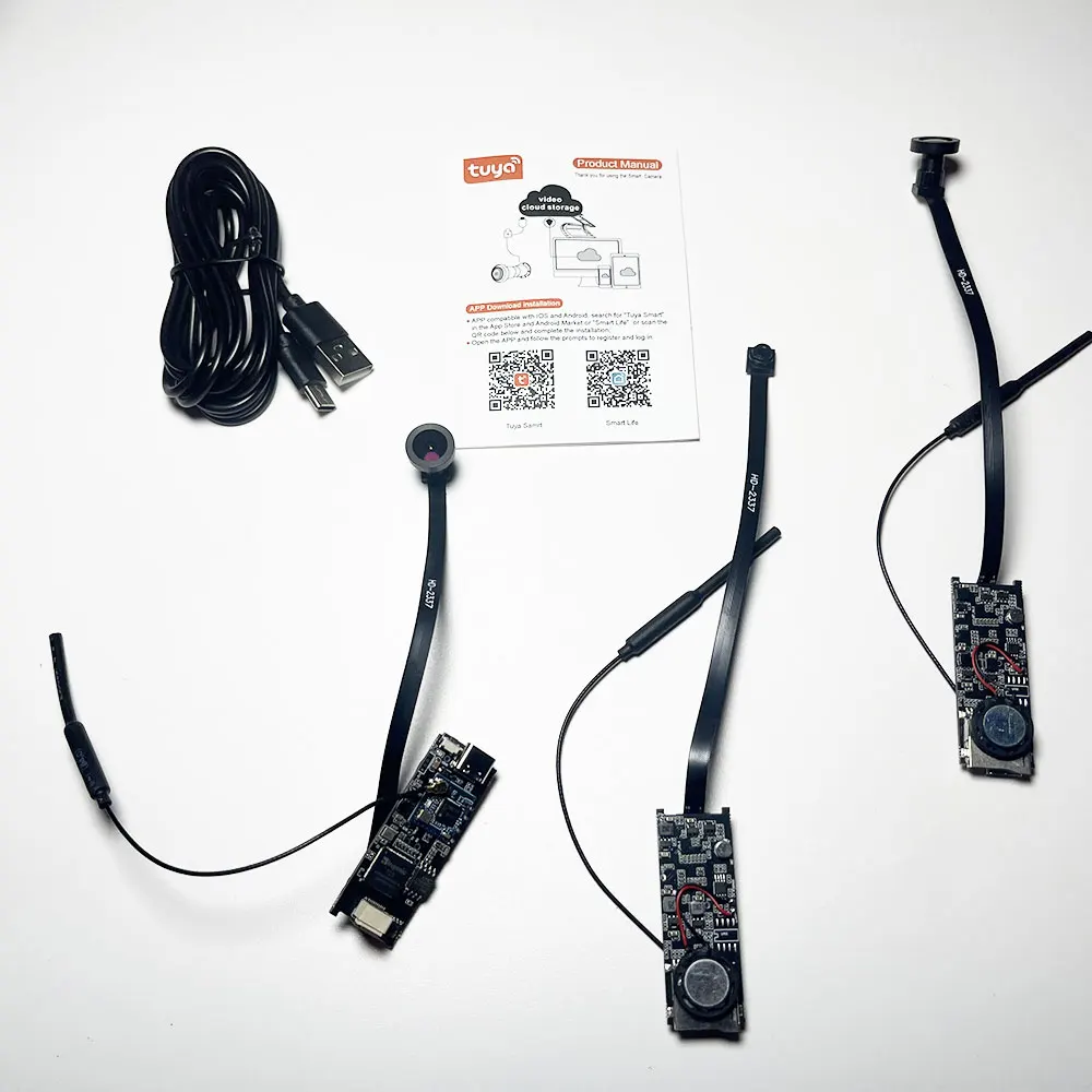 투야 미니 와이파이 PCB 카메라 광각 2.1mm 3MP 실내 온비프 내장 오디오 TF 카드 슬롯 IPC 스마트 보안 투야 앱 카메라