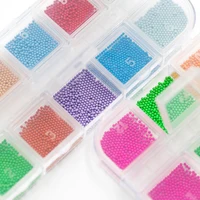 3D  Multi Color Mix Mini Steel Ball Flash Macaron Caviar Metal Beads For DIY Nail Art Decoration/Craft Accessories 12Colors/Box 1