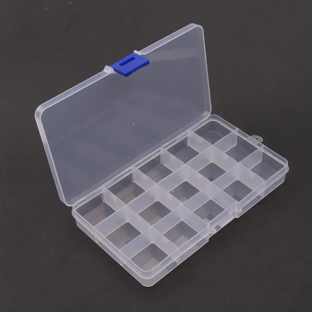 Portable Plastic Guitar Pick Storage Box Durable Clear Plectrum Box with 15 Grid