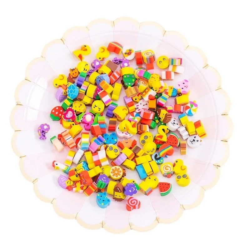 20 pieces Bulk mini fruit animal digital cake small eraser student stationery highest and art |
