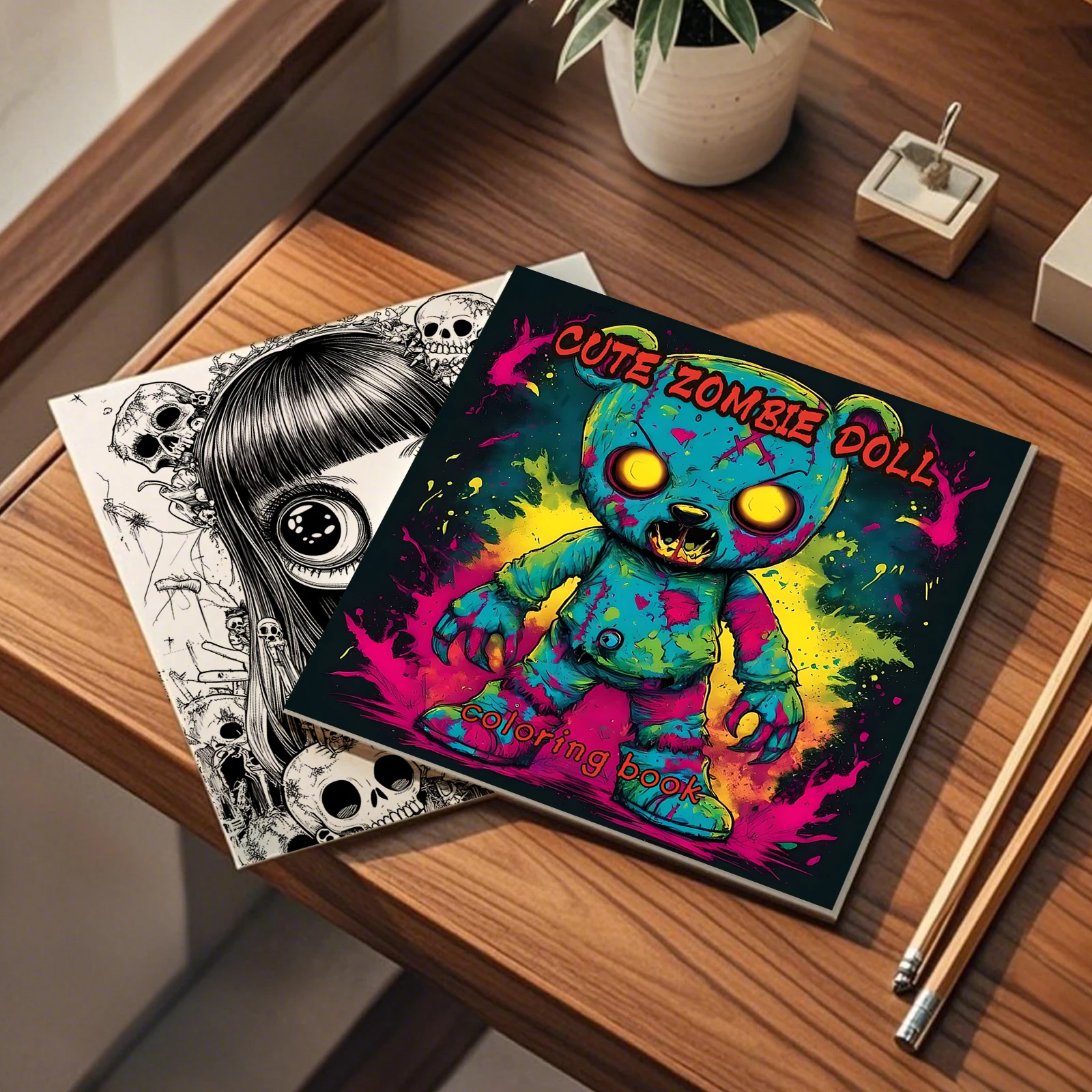 1pc CUTE ZOMBIE DOLL Coloring Book 24 Pages Halloween Adult Picture Book For Kill Time Graffiti Painting Drawing 3