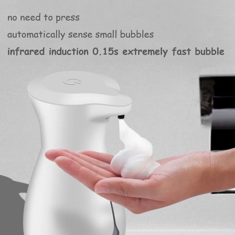 700ml Automatic Foam Soap Dispenser Bathroom Smart White Foam Hand Soap USB Rechargeable Shower Gel Detergent Shampoo Bottle