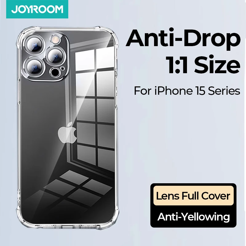 

Joyroom Case For iPhone 15 Pro Max Case Crystal Transparent Back PC+TPU Anti-Yellow Full Lens Cover For iPhone 13 14 Pro Max