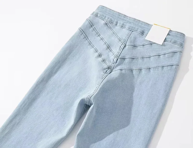 Women Seamed Back High Waist Skinny Jeans With Raw-cut Hem