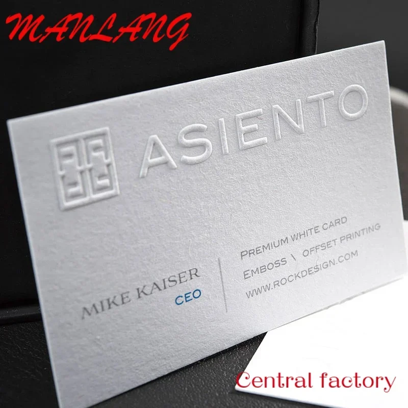 

Custom Texture Cotton Paper Custom Embossed 3D Logo Business Cards