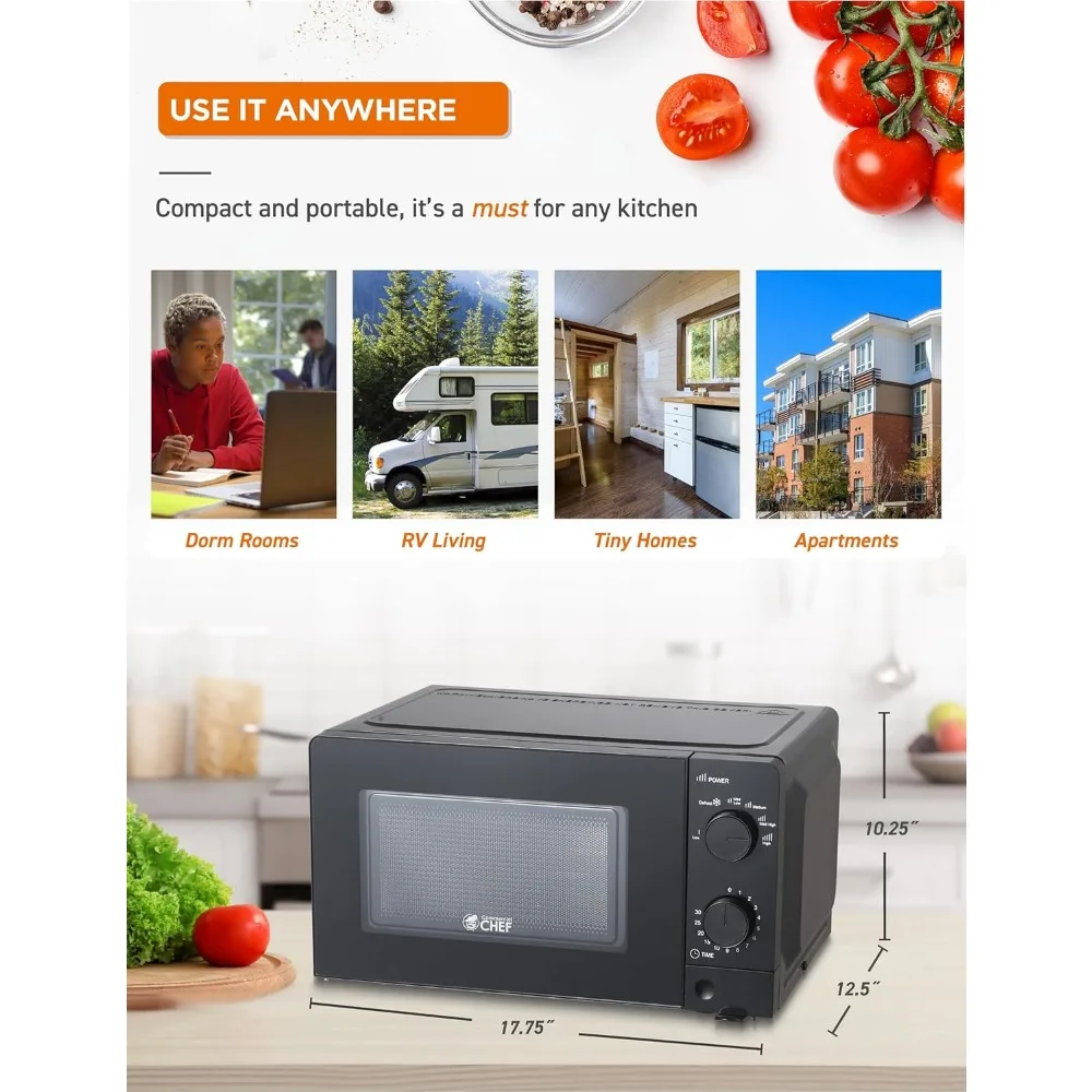 0.6 Cubic Foot Microwave with 6 Power Levels, 700W Countertop Microwave with 30 Minute Timer and Mechanical Dial Controls, Black 6