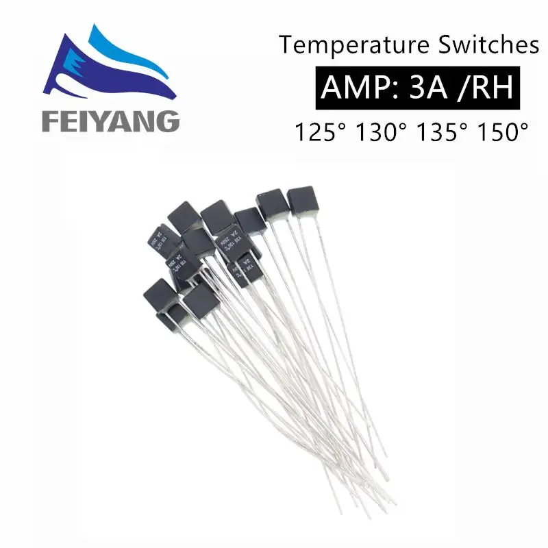 100 Stück schwarzer quadratischer Lüftermotor 3 A 250 V RH Thermosicherung LED Fue 125 130 135 150 Grad Temperaturschalter – Detail 1