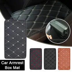 Universal Car Leather Armrest Mat Auto Armrests Storage Cover Armrest Mats Cushion Waterproof Interior Dust-proof Box Prote I4I2