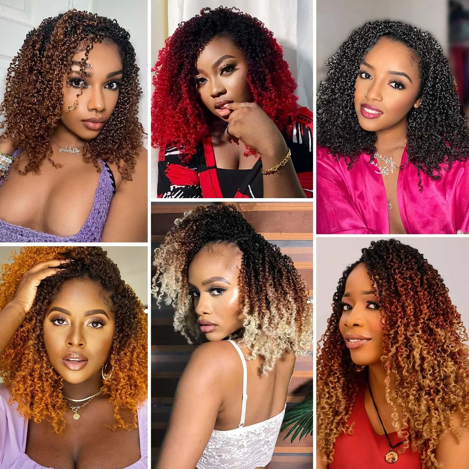 8" Yanky Twist Crochet Hair Ombre Brown Spring Twist Hair Senegalese Twist Crochet Hair with Curly Ends Synthetic Crochet Braids 6