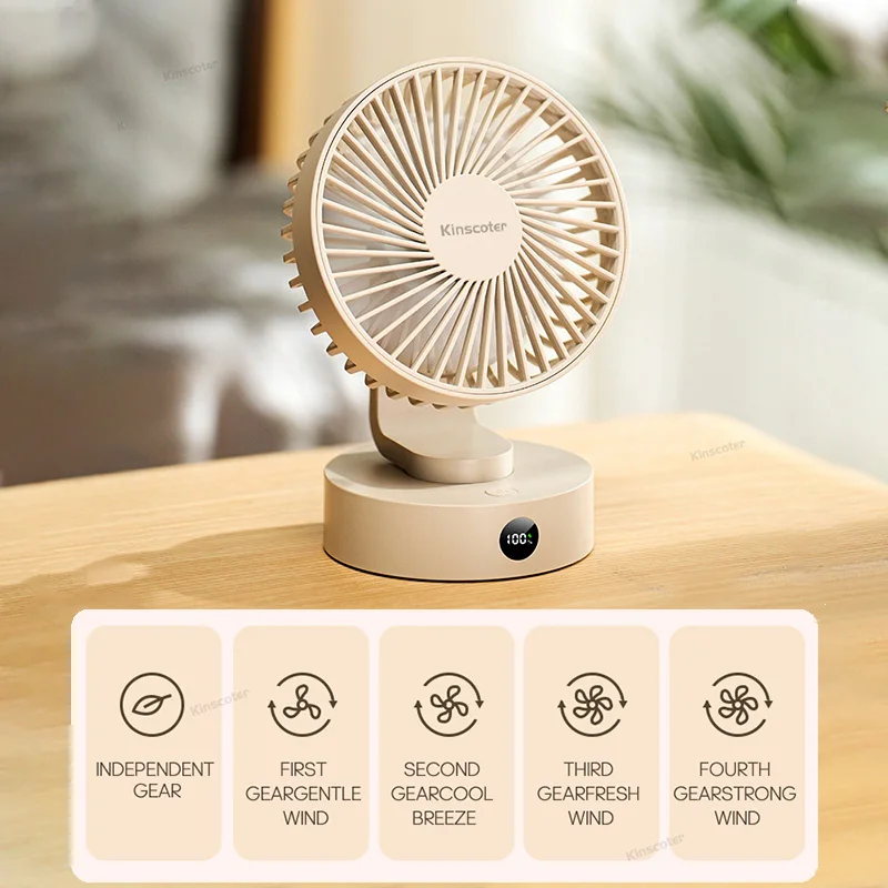 Portable Mini Desktop Fan Silent High Wind Power Cordless Rechargeable Fan 5 Speed Cooler Small Fan for Students Office Gifts 4