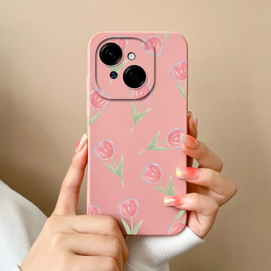 Colorful Pattern Liquid Silicone Case with Lens Protection