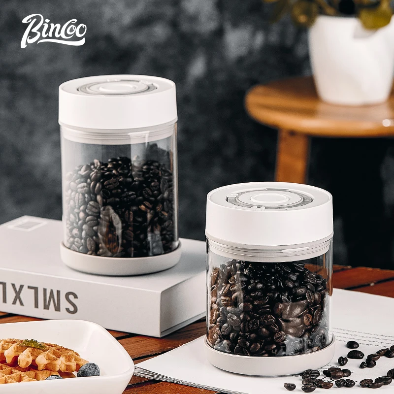 Bincoo Coffee bean storage jar Food grade glass sealed container of coffee  powder vacuum storage container with spoon - AliExpress