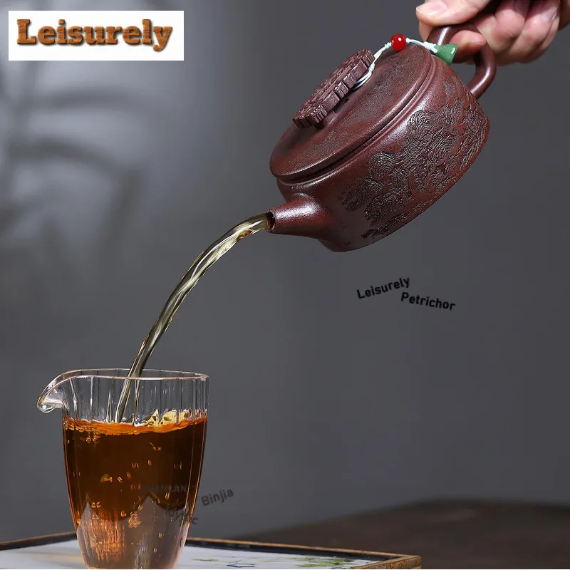 300ml High-end Yixing Purple Clay Teapots Handmade Large Caliber Pot Raw Ore Sweaty Mud Kettle With Infuser Chinese Zisha Teaset