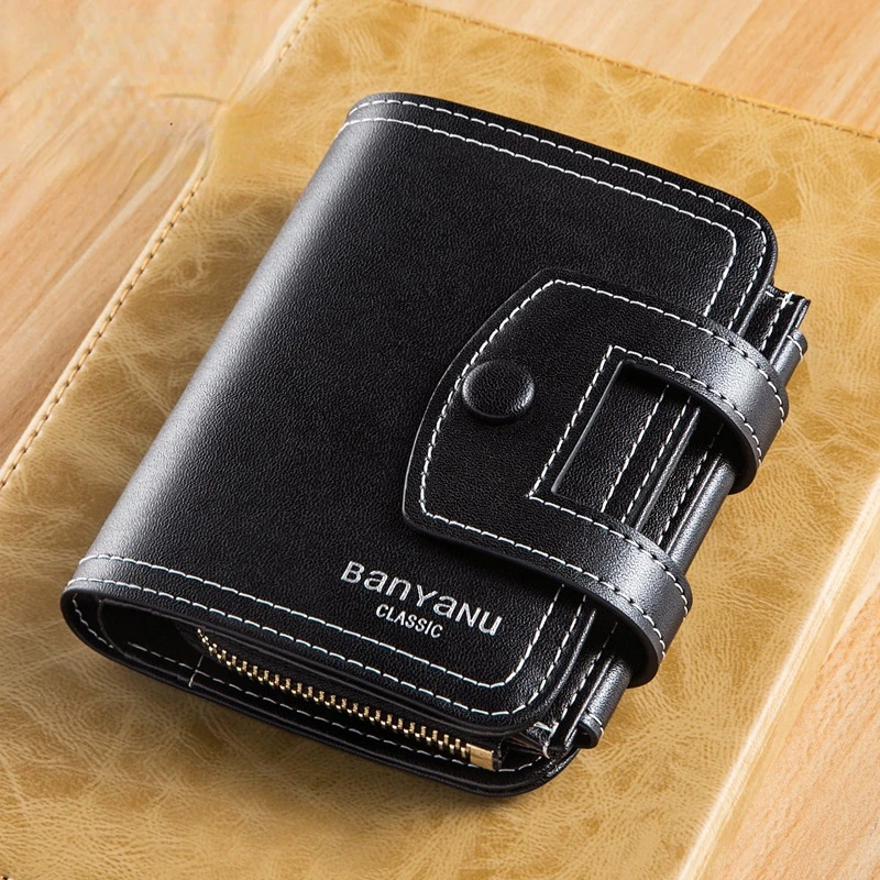 Men Cowhide Wallet Fashion Mini Card Holder Male Coin purses Pocket Retro purse small Money clip purse Business Casual