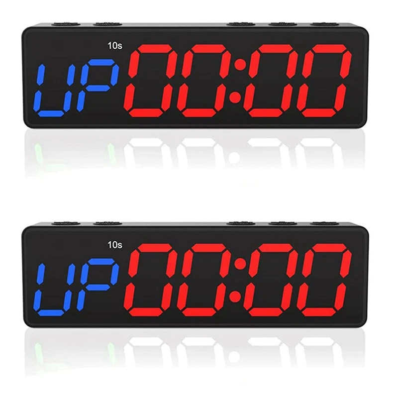2X Trainings Uhr Mit Akku, Tragbarer Mini-Fitness-Timer Mit Eingebautem Magneten Für Das Heim-Fitness Studio, Programmier Barer Countdown/Up-Timer