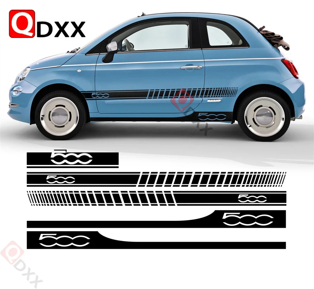 Car Door Side Stripes Gonna Cappuccio Copertura Adesivo Vinile Body Kit Decalcomania Per Fiat 500 Abarth 595 695 500C 500E Accessori Vintage