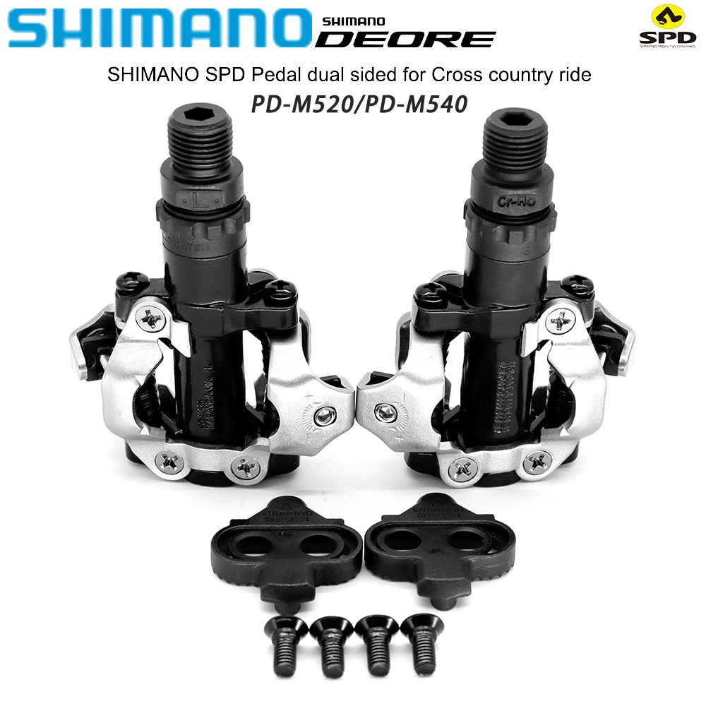 Shimano Deore M6000 Doppelseitiges Pedal SPD PD-M520 Schwarz Silber Legierung Körper 55mm für MTB Mountainbike Center
