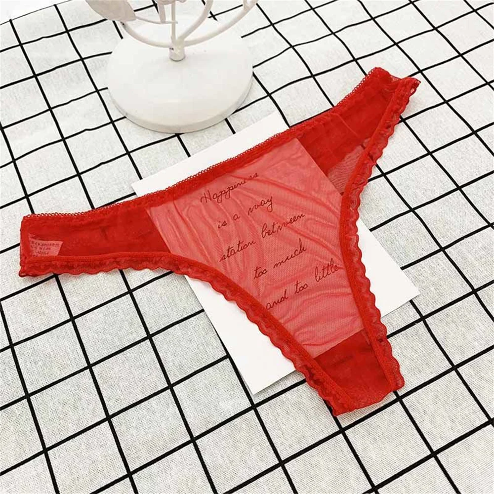 Thong for Women 3PCS Ruffles Lace Perspective Underwear Low Waist G-string Panty lace panties female underwear women panties womens underwear