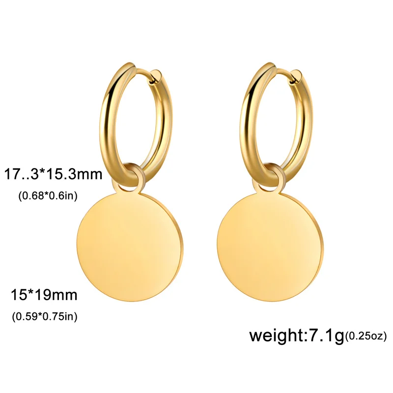 Gothic Punk Kreis Herz Edelstahl Ohrringe für Frauen minimalist ische Sonne Blume Anhänger Charme Ohrringe Schmuck Party Geschenke – Detail 15