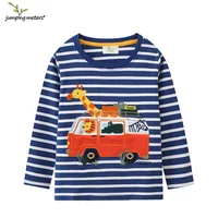 Jumping Meters 2-7T New Arrival Striped Animals Embroidery Boys Tshirts Autumn Winter Children's Clothes Long Sleeve Kids Tops 1