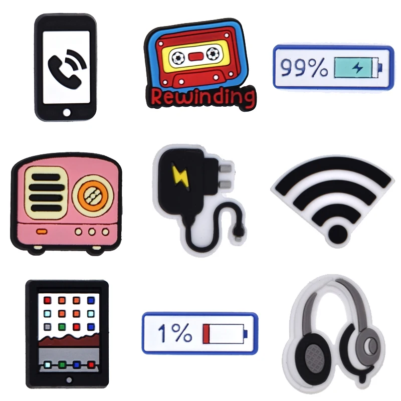

Wholesale 1Pcs PVC Electronics for Croc Charm Badge Women Clogs Buckle Kids Pins Decoration Jeans Wristbands Shoes Accessories