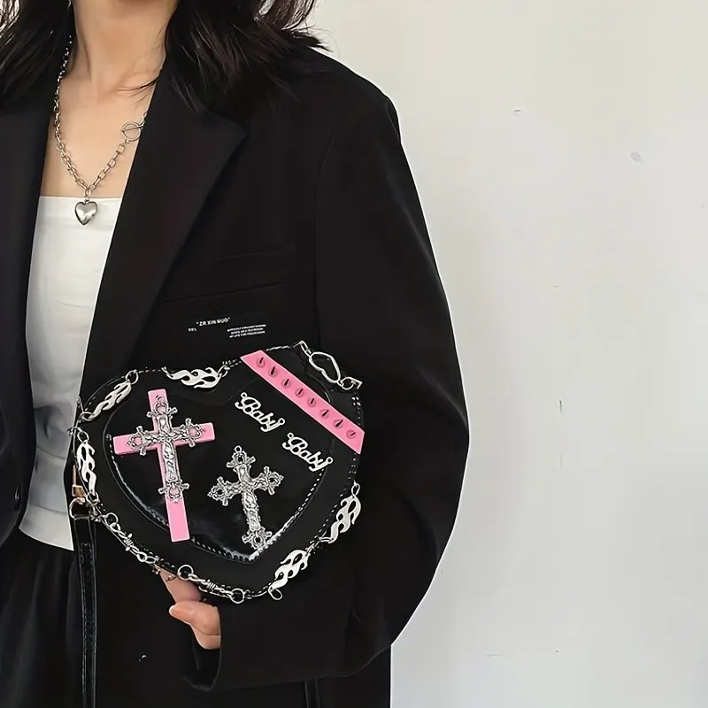 Woman Harajuku Y2K Hanfbag Heart Shoulder Bag Tote Messenger Bag Spice Girls Street Hip Hop Punk Cross Handbags Purses Female women tote bag women shoulder bag