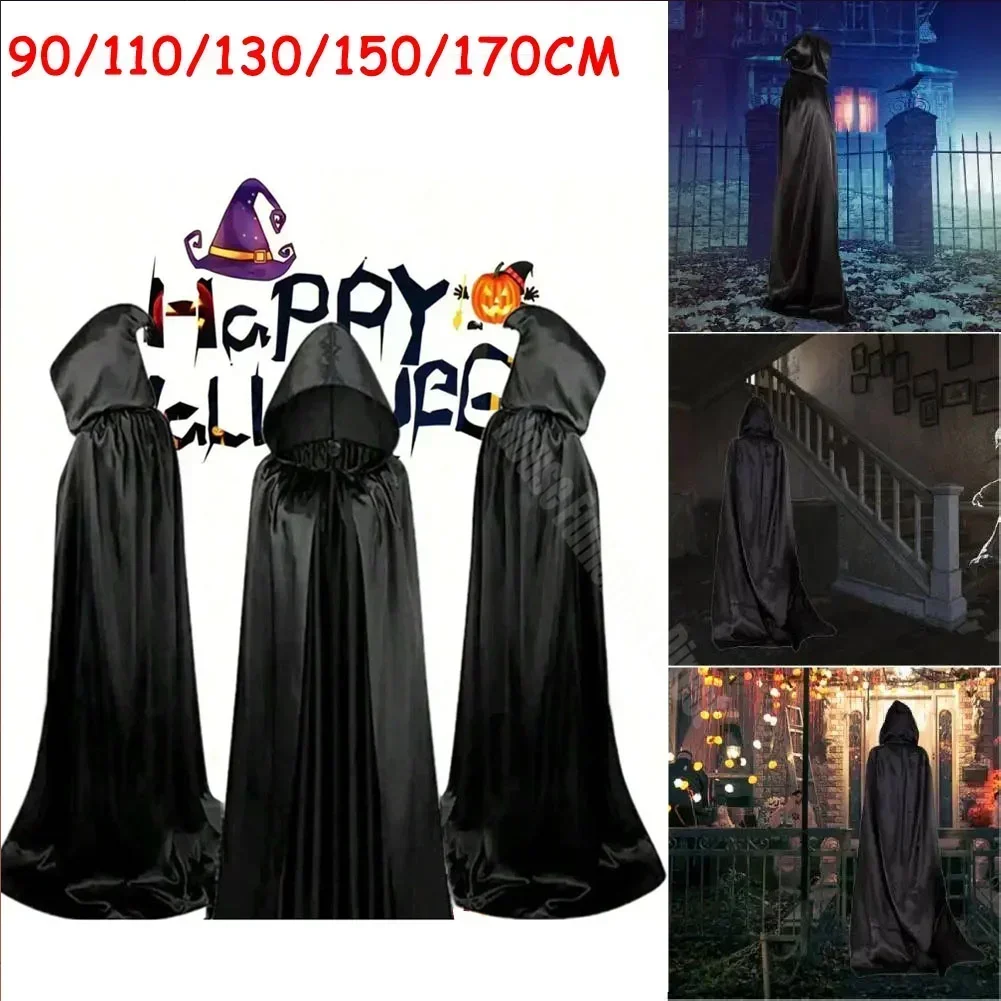 Halloween Grim Reaper Cloak long Hooded cape Vampire Party Children's Cloak cosplay red Death cloak Unisex Hooded Witch Cape