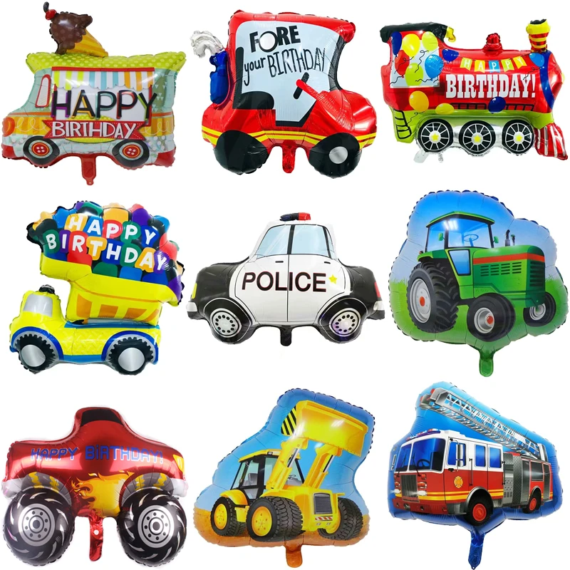 3D Cartoon Car Foil Balloon 3D Cartoon Car Foil Balloon Buggy Racing Digging Car Train Gift Baby Shower Birthday Party Decorations Kids Toys Helium Balloons