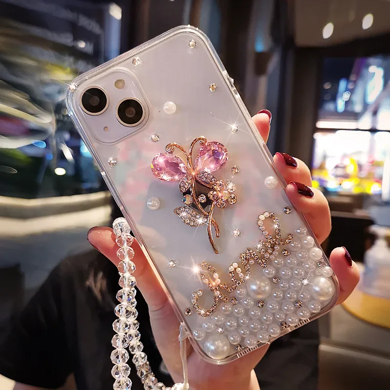 Custodia Per Telefono Jet Hematite Bling, Cover Posteriore Nera Con Strass Realizzata A Mano Con Cristalli Swarovski Per IPhone 17 16 15 Pro Max Air Plus Mini 14 13 12 - Italia - Foto 12