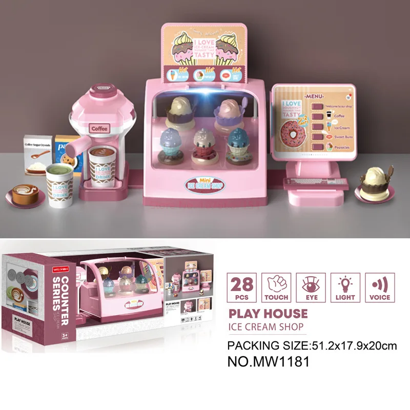 Play House Toy Mini Food Simulation Supermarket Can Scan Multi Function Sound Light Cash Register Xmas Birthday Toy Holiday Gift 6