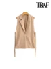 TRAF Women Fashion With Taps Side Vents Waistcoat Vintage Sleeveless Front Button Female Outerwear Chic Vest Tops 2