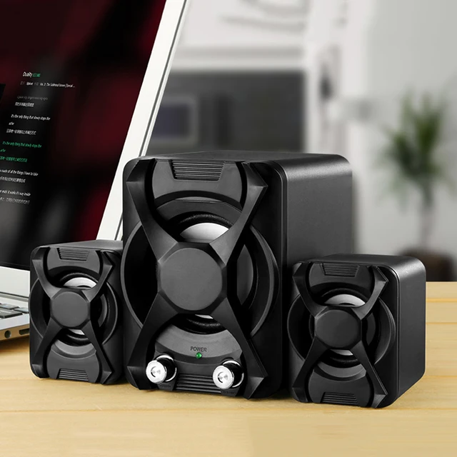 Computer Subwoofer Speakers USB Powered AUX Wired Bass Reinforcement Stereo 11W Set High Power 2.1 PC Loudspeaker_voghion.com