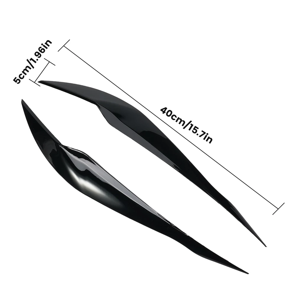 Pair For BMW 3 Series F30 F35 2013- Headlight Cover Eyelid Gloss Black Eyebrow