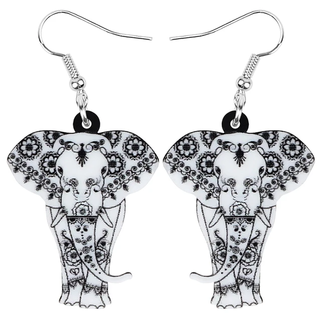 BONSNY Orecchini Pendenti Acrilici A Goccia Con Elefante - Gioielli Statement Donna E Bambina