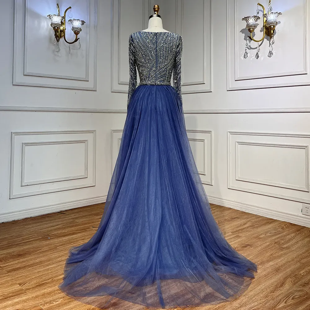 S482b449018734aaab582cd9a4af0c0daZ Dubai Mermaid Beaded Luxury Blue Muslim Evening Dresses Gowns with Detachable Skirt for Women Party Mallzona