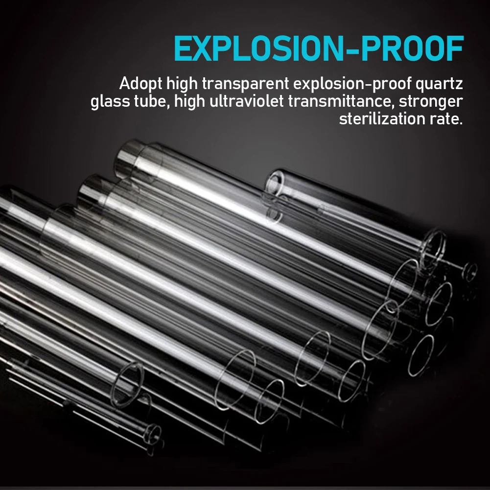 Fish Tank UV Sterilizer Lamp Sterilizes Algae Removes Glass Quartz Material UV Explosion-proof Waterproof Sterilizer
