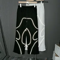 Night Club Reflective Strip Straight Loose Pants Men Women Drawstring Stretch Waist Ankle Binding Pants Four Seasons Sweatpants 2