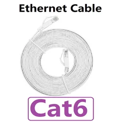 High - Speed Cat 6 Ethernet Cable - Shielded Gigabit Network Cord - 1m (Flat Cable white)