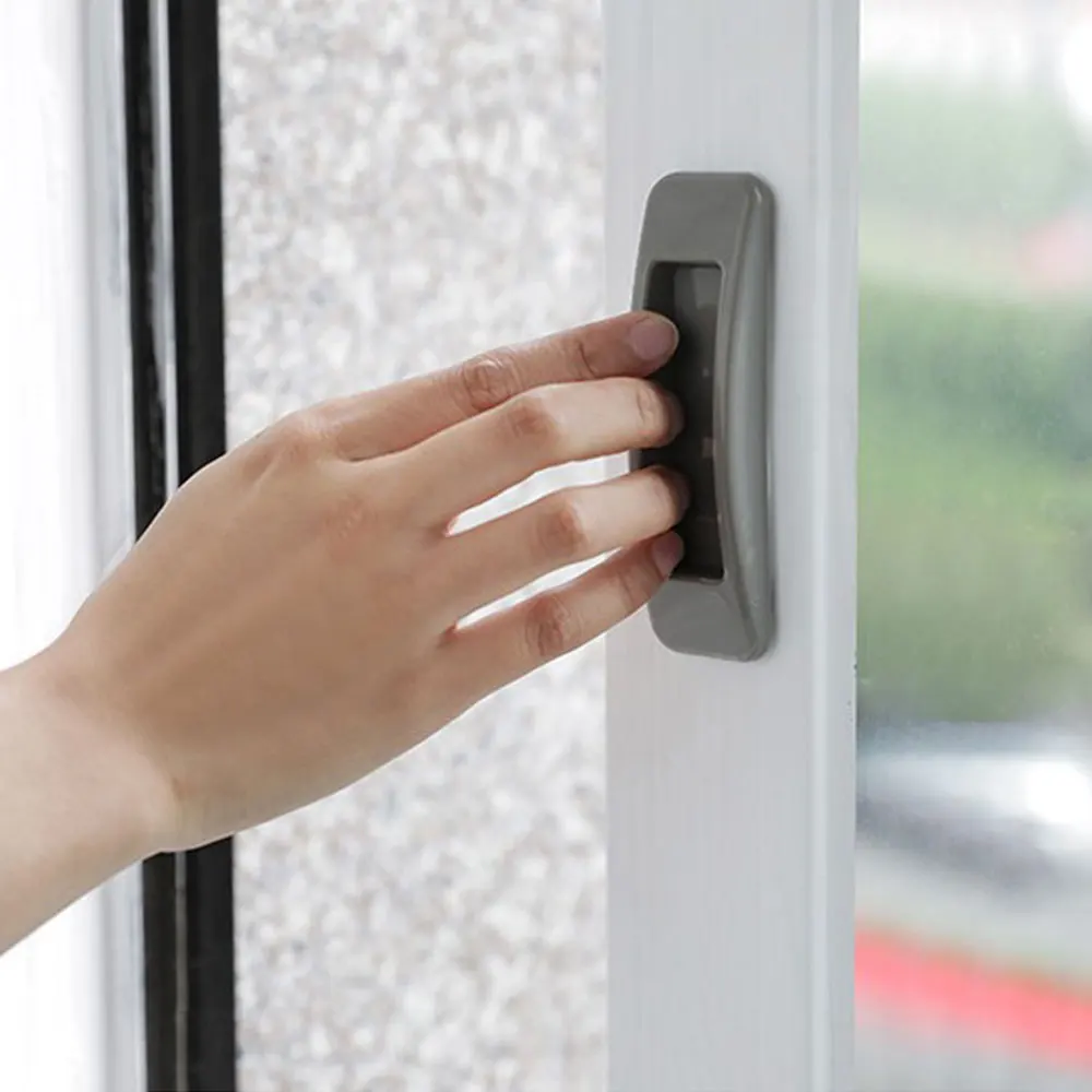 Self Adhesive Sliding Window Handles Slides Cabinet Door Handles for Wardrobe Drawer Glass Punch-free Window Accessories 2pcs