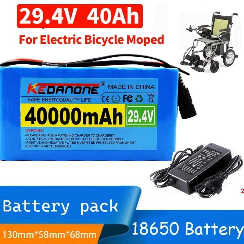 

Electric Bike Moped 24V 30Ah 7S3P 18650 Li-ion Battery Pack 29.4V 40000mAh Electric Scooter Li-Ion Battery Pack + 2A Charger